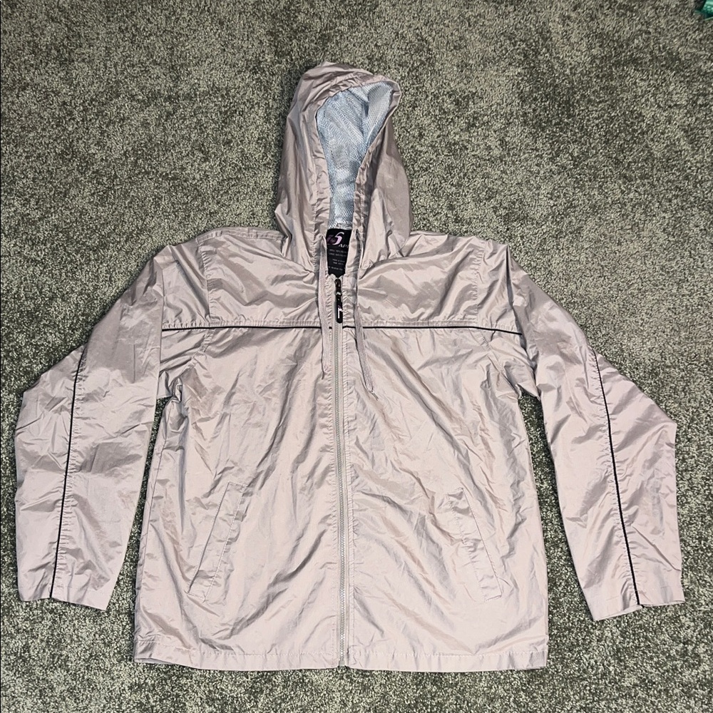 i5 Apparel Men’s Hooded Windbreaker Jacket – Light Tan – Size Large